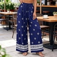 thumbnail image 5 of Tnhcen Women's Bohemian Print Drawstring Palazzo Pants, 100% Polyester Pre - Shrunk Bamboo Modal, Elastic Waist Beach Vacation Casual Wide Leg Trousers for Women S - 2XL, 5 of 8