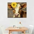 thumbnail image 2 of Nawypu Cow Pictures Wall Decor Country Farmhouse Canvas Wall Art Rustic Sunflower Bathroom Decor Framed Artwork Paintings for Wall Decorations for Bedroom Office Kitchen Living, 2 of 4
