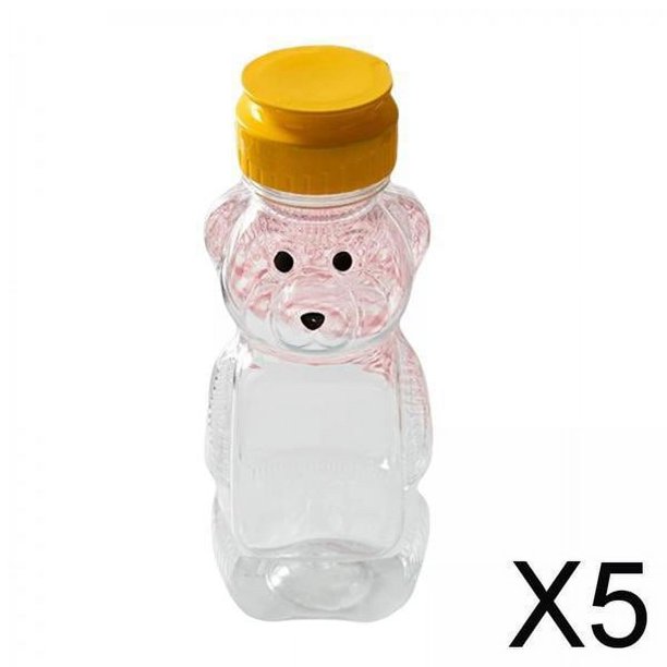 Paquete de 5-6 botellas para beber con forma de oso, tarro de miel con tapa para almacenar aceite de decoración de boda 5 piezas