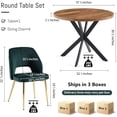 thumbnail image 6 of NORDICANA 3-Pieces 37-Inch Dining Table Set for 2 - Space Saving MDF Round Table with 2 Chairs Velvet Upholstered, 6 of 9