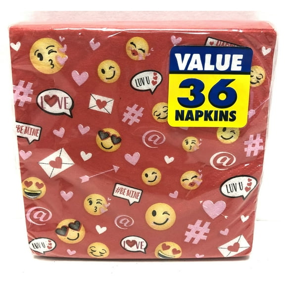 Valentine Emoji Holiday Party Beverage Napkins