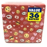 Valentine Emoji Holiday Party Beverage Napkins