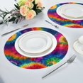 thumbnail image 4 of 15.4" Round Placemat Set of 4 Polyester Fabric Place Mats Non-Slip Dining Kitchen Table Mats for Kitchen Party Decor Colorful Tie-dye with Swirling, 4 of 5