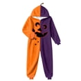 thumbnail image 4 of CUZIBR Girls Halloween Onesie Pajamas Toddler Boys Hooded Plush Pumpkin Pajama Patchwork Zip Up Long Sleeve Jumpsuit Loungewear Funny Homewear,Orange,5-6 Years, 4 of 4