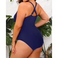 thumbnail image 4 of GFDYREE Women Plus Size One Piece Swimsuits V Neck Tummy Control Bathing Suits Front Cross Swimwear, 4 of 6