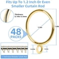 thumbnail image 2 of 48 Pack Curtain Rings with Eyelets, 1.5 Inch I D Metal Drapery Ring for Pinch Pleat Curtains, Drape Ring, Fits Up to 1.2 in Rod (Gold), 2 of 6