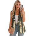 thumbnail image 2 of Psesaysky Women's Sleeveless Blazer Vest Green American Flag Camo Print Open Front Casual Warm Suit Blazer V-Neck Lapel Outerwear Vests, Size XL, 2 of 6
