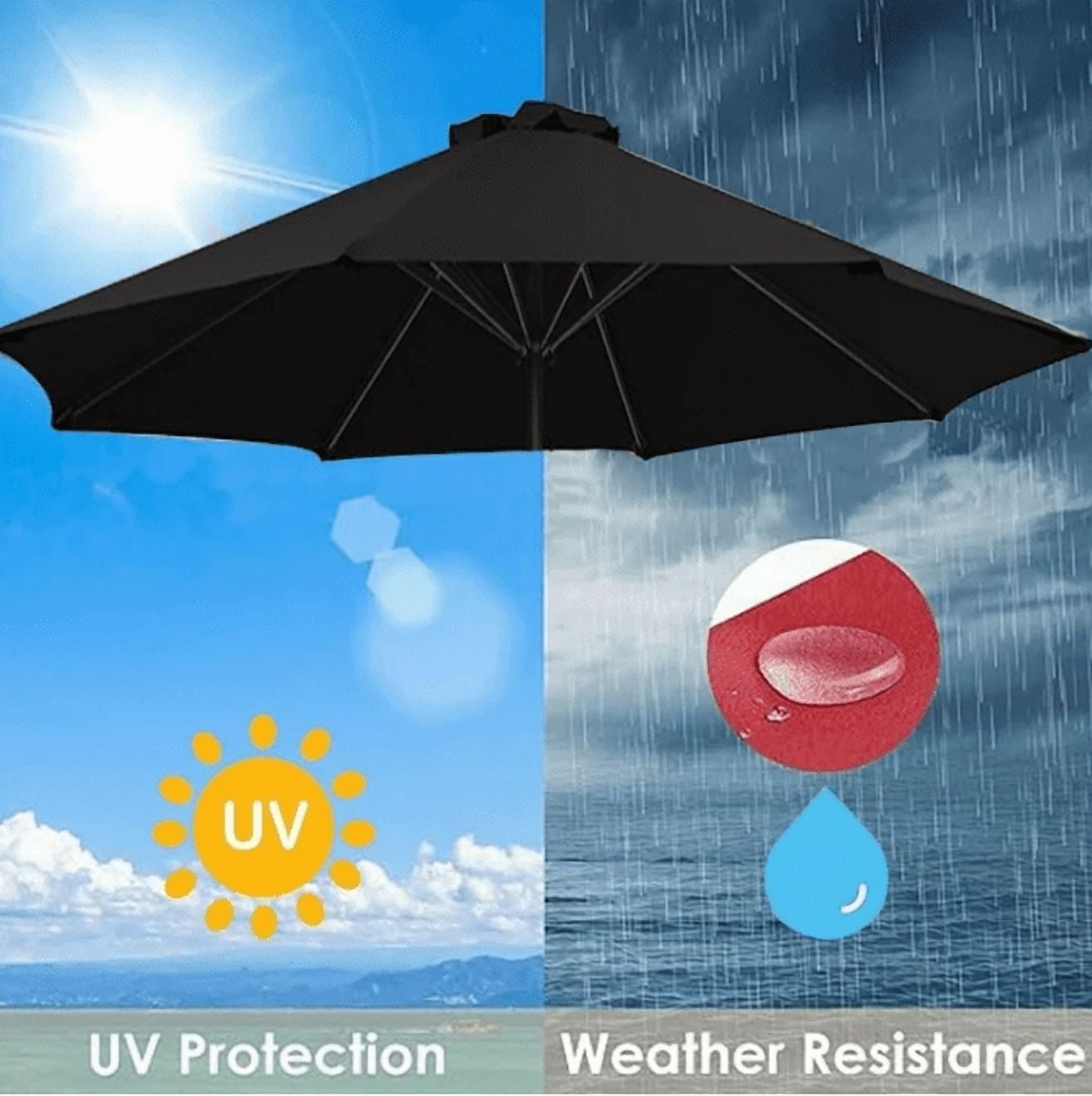 10FT 6 Rib Patio Umbrella Canopy UV Resistant - Red