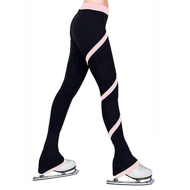 Eigraketly Pantalones de patinaje sobre hielo para practicar, mallas personalizadas, pantalones gruesos de patinaje para Yoga, mallas de Uniforme atlético Rosa claro/L