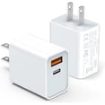 thumbnail image 2 of Bloque de cargador de pared USB C de 20 W, paquete de 2 adaptadores de enchufe de bloque de carga rápido tipo C con puerto dual PD para iPhone 11/12/13/14/15/Pro Max, XS/XR/X, Ipad Pro, AirPods Pro, S, 2 of 4