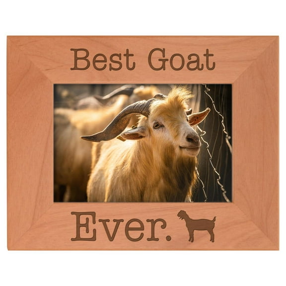 ThisWear Goat Lover Gifts Best Goat Ever Natural Wood Engraved 4x6 Landscape Picture Frame Wood