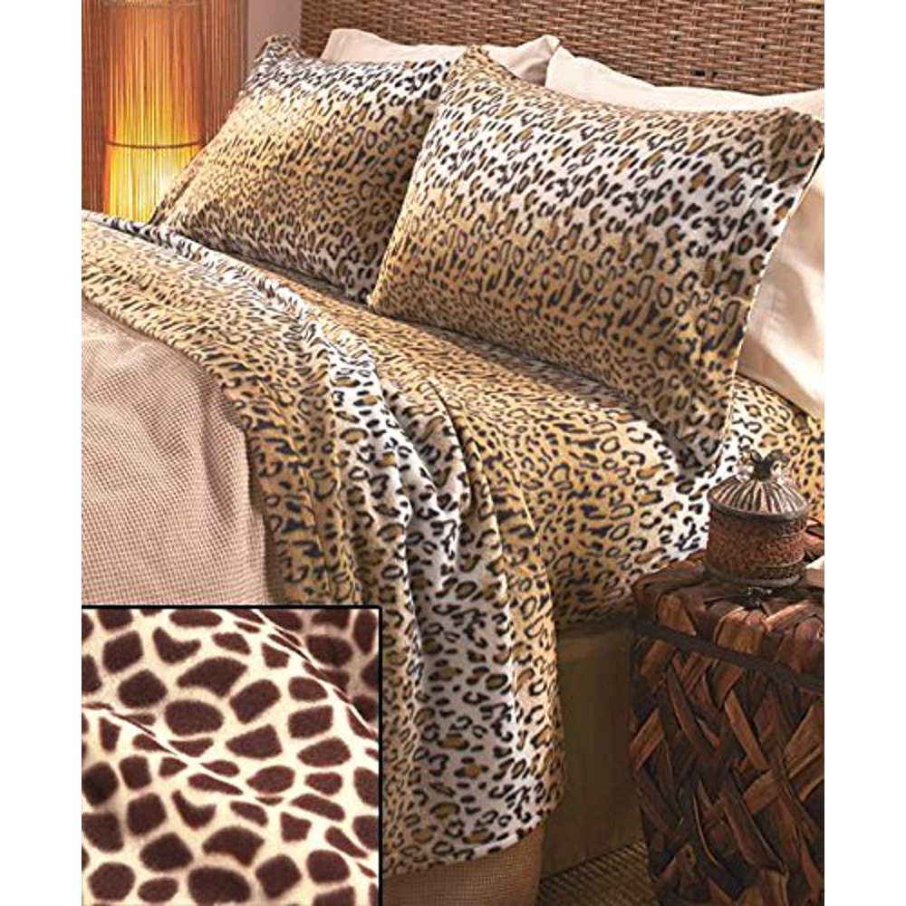 Queen Fleece Animal Print Sheet Sets (Giraffe)