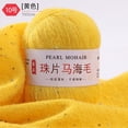 thumbnail image 1 of Zhuge Hilo de mohair fino de 50 g con lentejuelas para tejer a ganchillo, hilo de lana de encaje suave y esponjoso, hilo de cuentas para suéteres, chal, color amarillo, 1 of 4