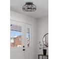 thumbnail image 3 of Kira Home Barlow 17" 2-Light Farmhouse Flush Mount Ceiling Light + Cage Style Design, Gray Oak wood + Textured Black, 3 of 7