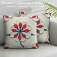 thumbnail image 3 of Block Print Throw Pillow Covers  Red and Blue Vintage Boho Floral Outdoor Decorations Decorative Throw Pillows Cases Cushion Covers for Home Living Room Couch Decor, 3 of 5