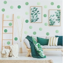 60 Pcs Green Dots Decals Self-adhesive Wall Stickers Vinyl Peel and Stick Living Room Bedroom Playroom Study Room Party Decor