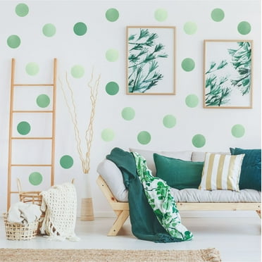 60 Pcs Green Dots Decals Self-adhesive Wall Stickers Vinyl Peel and Stick Living Room Bedroom Playroom Study Room Party Decor