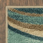 Mainstays Blue Brown Waves Indoor Hallway Runner Rug, 1 ft 10 in x 5 ft