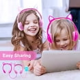 thumbnail image 4 of Olyre Cat Ear Kids Headphones Wired with Microphone,Safe 85db Volume Limited Children Headphones with RGB Dynamic Lighting and Share Function for Boys Girls for Kids Tablet Laptop Pink, 4 of 7