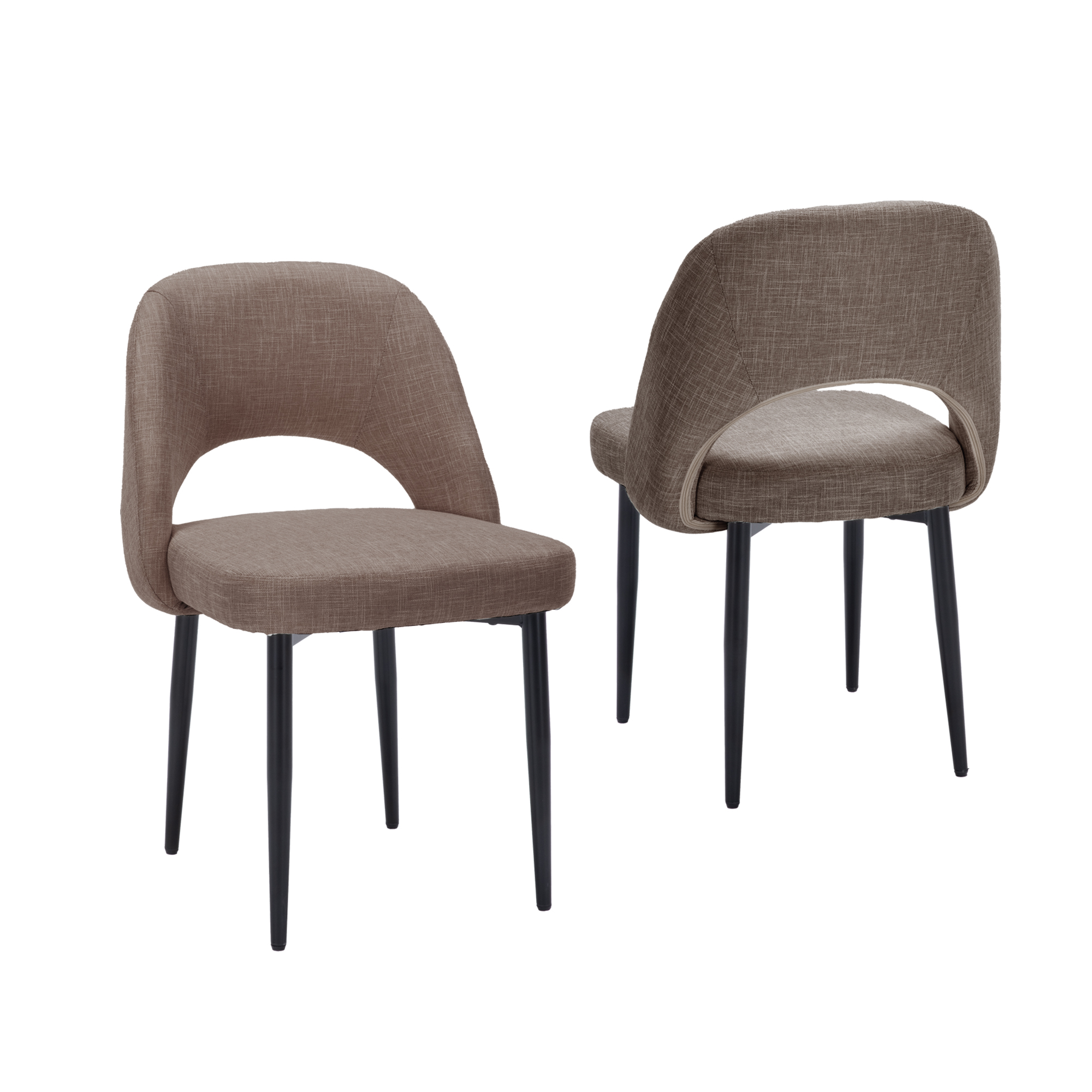 ENYLAY Modern Farmhouse Fabric Upholstered Dining Chairs Set of 2 with Metal Legs & Padded Seat , Mossy Taupe
