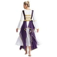 thumbnail image 2 of TiaoBug Women Liturgical Worship Dance Dress Metallic Patchwork Sides Split Lace-up Irregular Tunic Purple L, 2 of 7