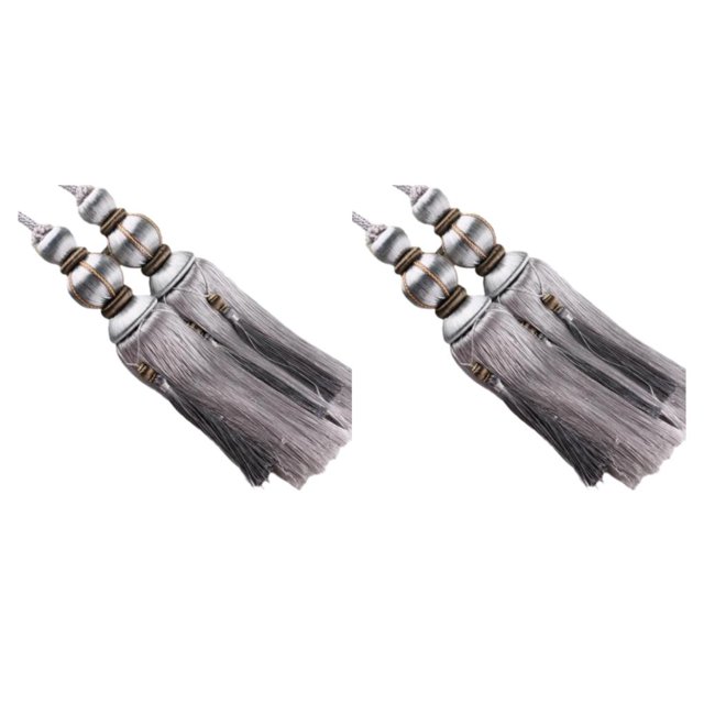 Decodeary 2pack/lot High Curtain Tassel Easy To Excellent Decor For Wide Application Suitable Polyester High silver gray 2Set