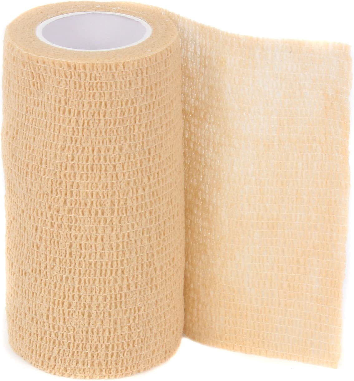 Ever Ready First Aid Self Adherent Cohesive Wrap Bandages for First Aid, Sprains, Swelling, Sports, Pets - 4 Inches x 5 Yards – 18 Count - Tan