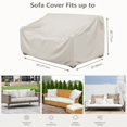 thumbnail image 2 of FLASHLUMI Heavy Duty Waterproof Outdoor Patio Sofa Cover, Windproof UV Resistant Furniture Protector with Buckles & Drawstring, Beige, 83"x39"x28", 2 of 6
