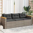 thumbnail image 1 of vidaXL Canapé de Patio avec Coussins 3 Places en Poly Rotin Gris, 1 of 6