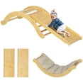 thumbnail image 2 of Qaba Toddler Climbing Toys Set, Indoor 4 In 1 Pikler Set with Arch Climber, Ramp & Cushion, Wooden Montessori Climbing Set, Wood, 2 of 9