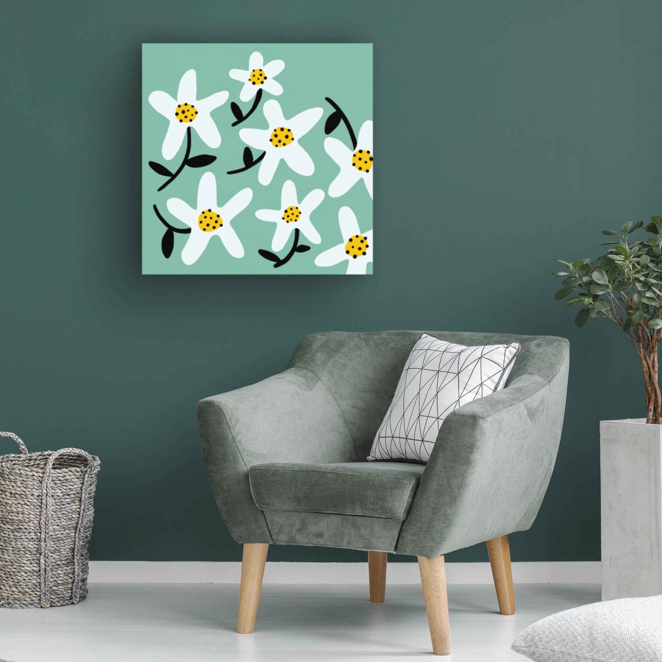Canvas Wall Art - Rebekah Ewer 'Daisy Rounds I' Wall Art for Living Room, Bedroom, or Office Décor by Trademark Fine Art - 35 x 35 Inches