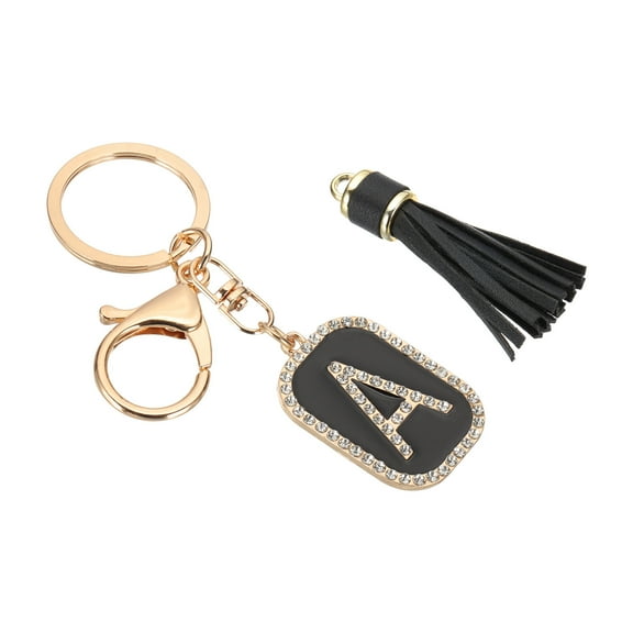 Initial Letter Key Chain, Cubic Zirconia Crystal Alphabet Keychains Tassel Pendant Keyring A