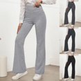 thumbnail image 2 of YUEHUA 29"/31"/33"/35"/37" 4 Styles Women's High Waist Bootcut Yoga Pants Basic/Side Pockets Tummy Control Workout Flared Leggings, 2 of 6