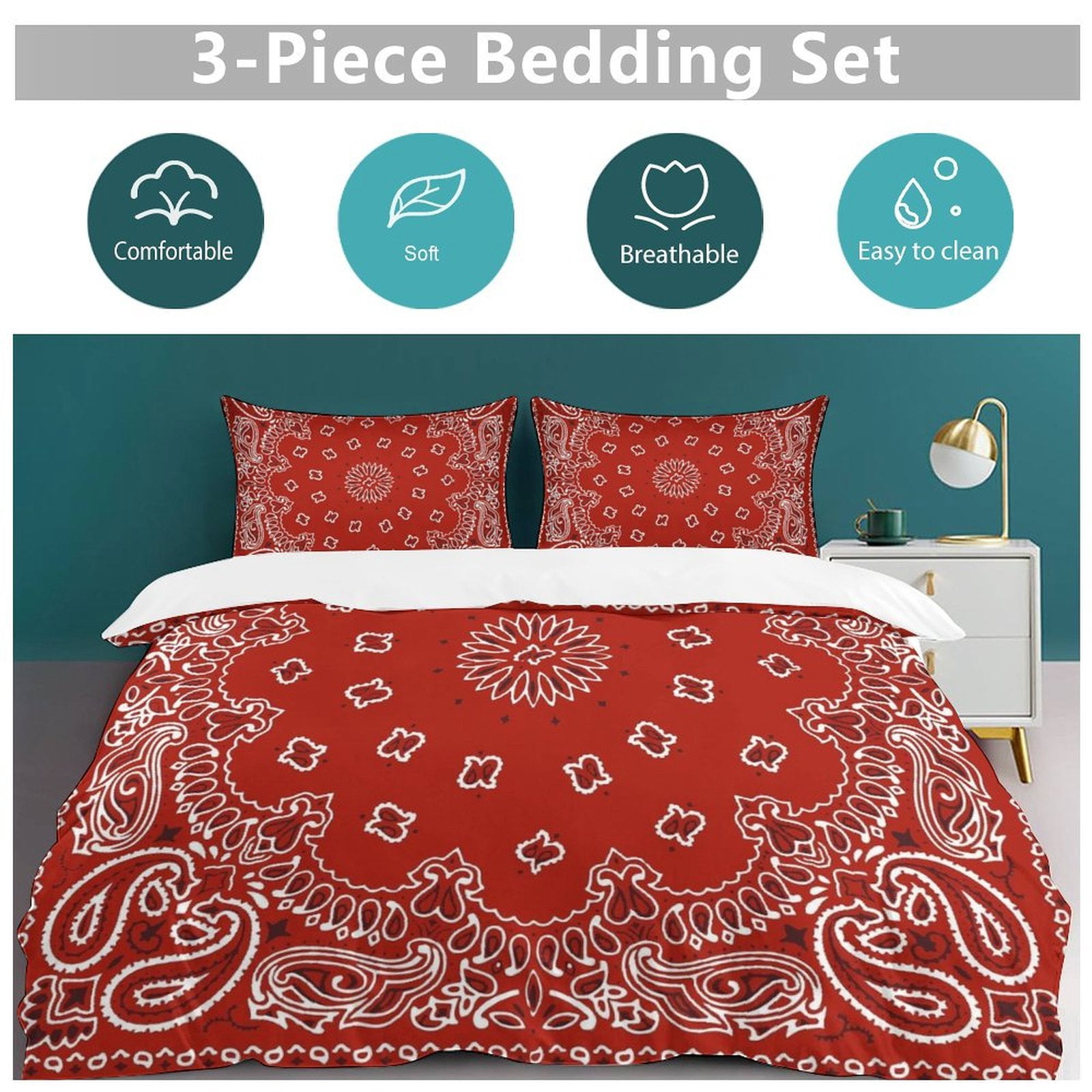 Bandana Pattern Set Duvet Cover Bedding Set Duvet Cover Polyester Quilt Cover for Twin Size