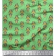 thumbnail image 1 of Soimoi Green Rayon Crepe Fabric Floral Block Print Fabric by Yard 46 Inch Wide, 1 of 3