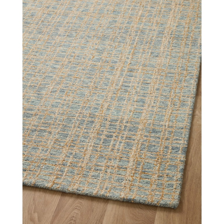 Loloi Polly Plaid Blue/Sand 18 x 18 Rug - Tufted Wool & Jute