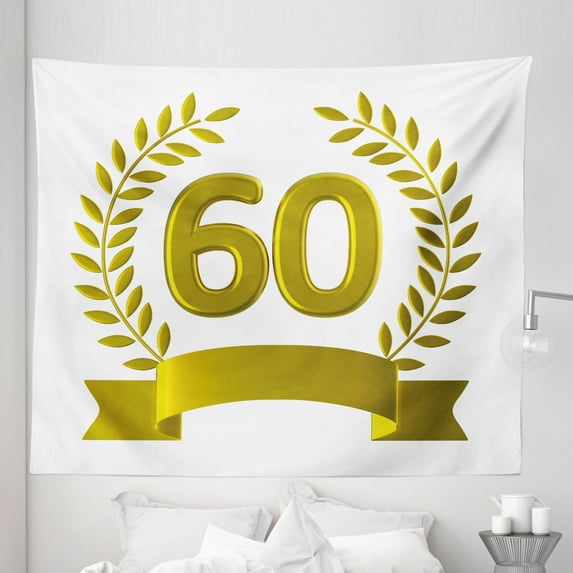 Party Tapestry, Golden Age Themed Party with Roman Empire Theme Branches Print, Fabric Wall Hanging Decor for Bedroom Living Room Dorm, 5 Sizes, Olive Green Yellow, by Ambesonne