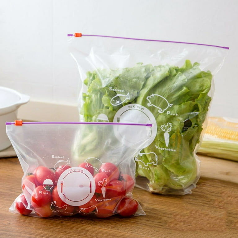 10pcs Reusable Fresh Zipper Bag For Food Plastic Bags Fruit