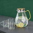 thumbnail image 4 of 2200ml Large Borosilicate Glass Water Pitcher with Gold Lid Pattern Design Heat Glass Carafe with Handle for Hot/Cold Water Iced Juice and Beverage Serving, 4 of 8