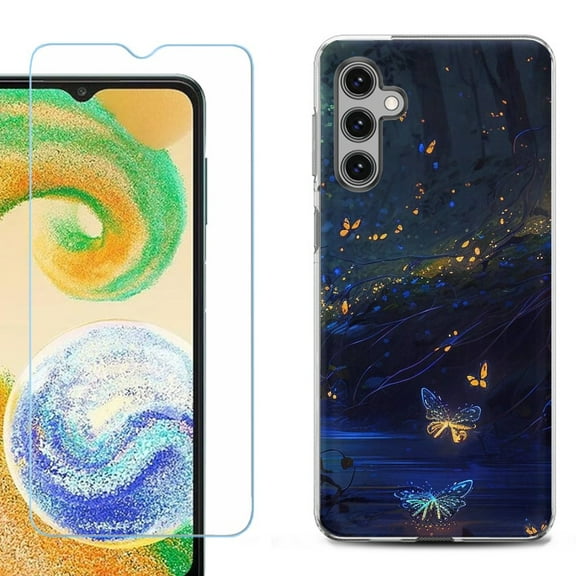 For Samsung Galaxy S25 / S25 Plus 5G Phone Case Cover, Shockproof Case with Tempered Glass Screen Protector, by OneToughShield - Fireflies Butterfly