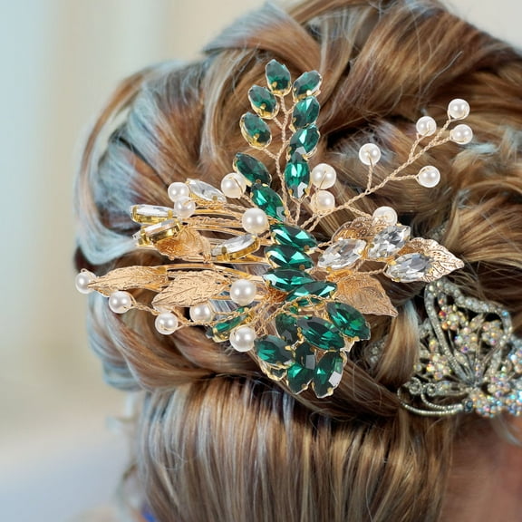 LABSERRON Hair Ornaments Rhinestone Headpieces For Women Gold Wedding Headpiece 1Set 5.1x3x0.4in Elegant Style