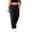 Black, variant on Women's Wide Leg Palazzo Pants Crinkle Textured High Waist Loose Lounge Pants Plus Size Soft Lightweight Beach Pants with Pockets White