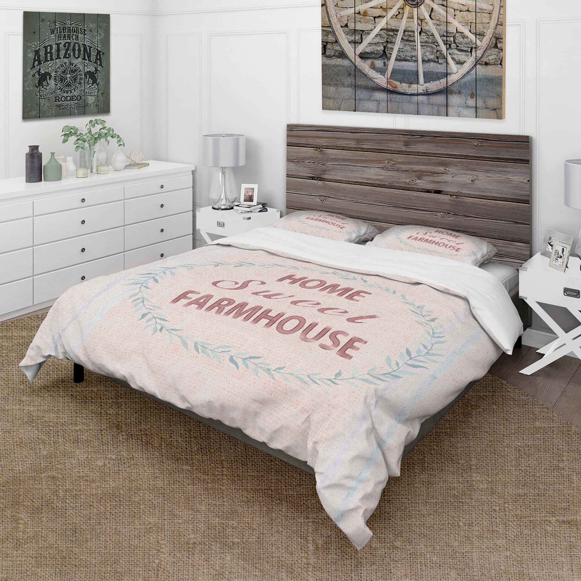 Designart 'Farmhouse Florals XIV' Farmhouse Duvet Cover Set