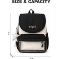 thumbnail image 4 of Sunyuer Women Kawaii Flap Ita Backpack, Large Capacity Clear Front Pocket Backpack with Star Charm, Lightweight Nylon Casual Daypack for School Travel, 4 of 8