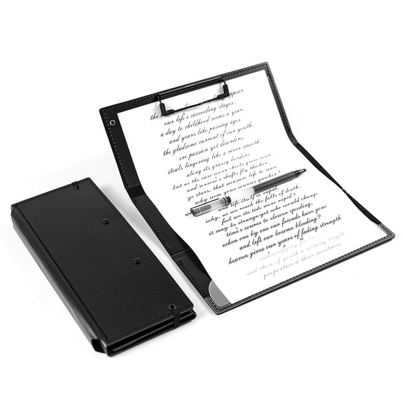 Blusea Nursing Clipboard Foldable Handheld Writing Board for Documents, Office Supplies - Black