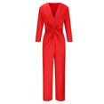 thumbnail image 3 of EINCcm Women's Long Sleeve Low Cut V Neck Wide Leg Jumpsuit Outfit Elegant Work Sexy Long Summer Overall Jumpsuits, 3 of 5