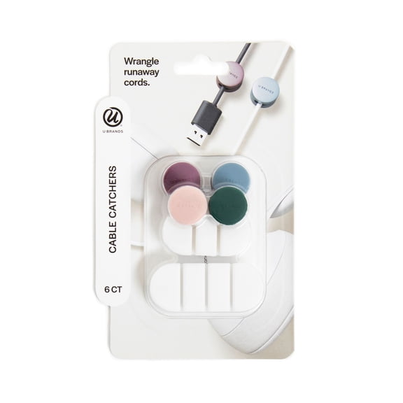 U Brands 6 Count Adhesive Silicone Cable Dots for Cords and Chargers, Multicolor