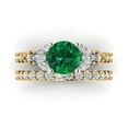 thumbnail image 2 of Clara Pucci 18K Yellow/White Gold Round Cut 1.5Ct Simulated Emerald Engagement Ring + Matching Band - Luxury Box Included, 2 of 7