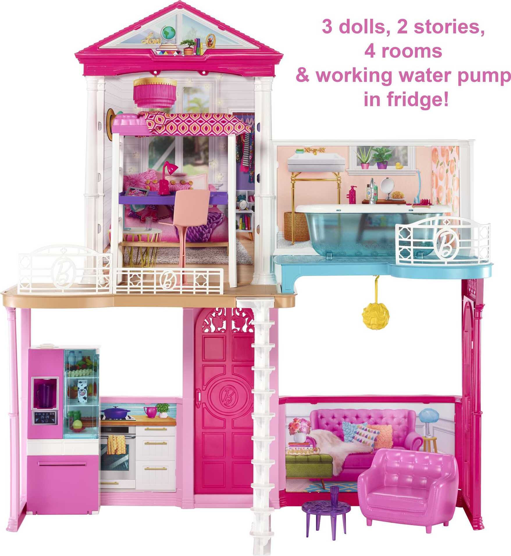 Barbie Dollhouse Set with 3 Dolls and Furniture, Pool and Accessories, Ages 4 & up - image 3 of 6