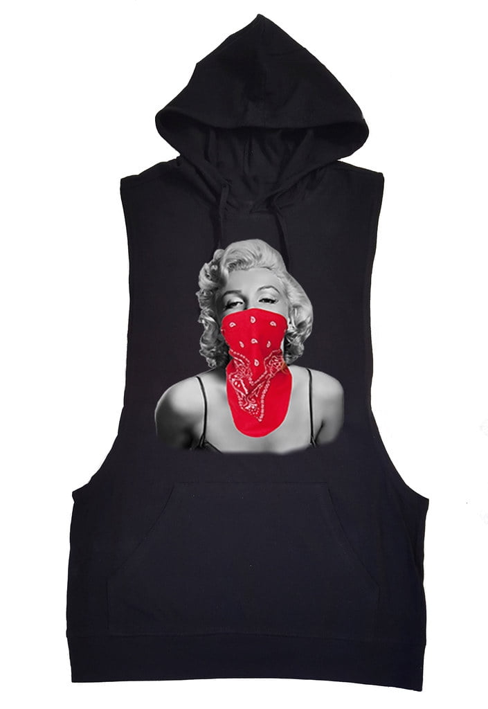 Men s Marilyn Monroe Red Bandana KT T126 Black Tank Top Hoodie Large Black